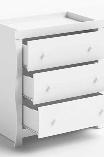 Little Acorns White Sleigh 3 Draw Dresser Changing Unit