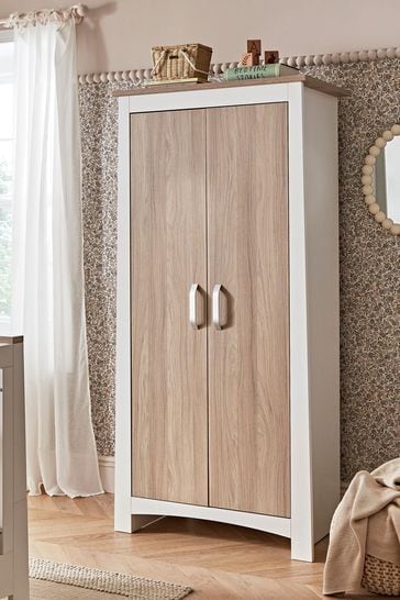 Cuddleco White Ada 2 Door Nursery Wardrobe in White and Ash