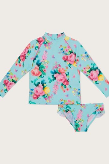 Monsoon Blue Floral Two Piece Swim Set with UPF50+ Protection
