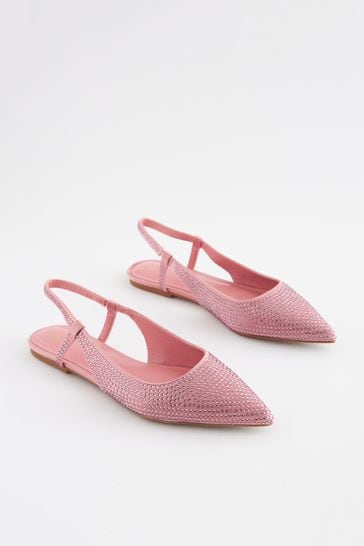 Buy Pink Forever Comfort Bling Point Toe Slingback Flats from Next Denmark