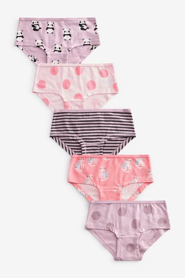Pink Panda Character Hipster Briefs 5 Pack (2-16yrs)