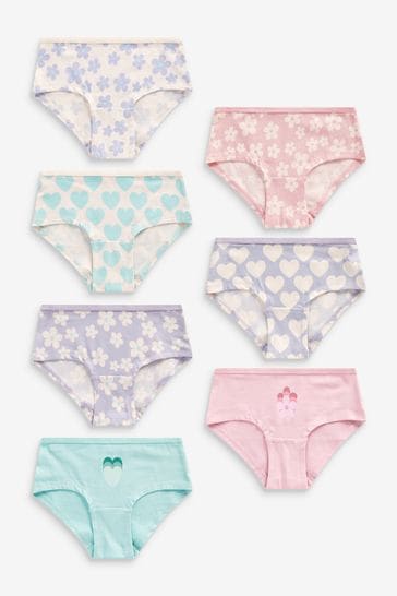 Buy Pink/Purple Heart/Flower 7 Pack Hipster Briefs (2-16yrs) from