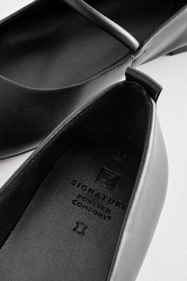Buy Black Signature Leather Mary Jane Flat Shoes from Next Australia