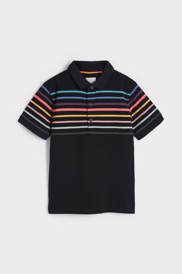 Paul Smith Junior Boys Short Sleeve Signature 'Artist Stripe' Engineered Polo Shirt