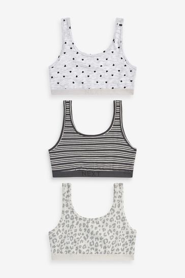White/Grey Spots Crop Tops 3 Pack (5-16yrs)