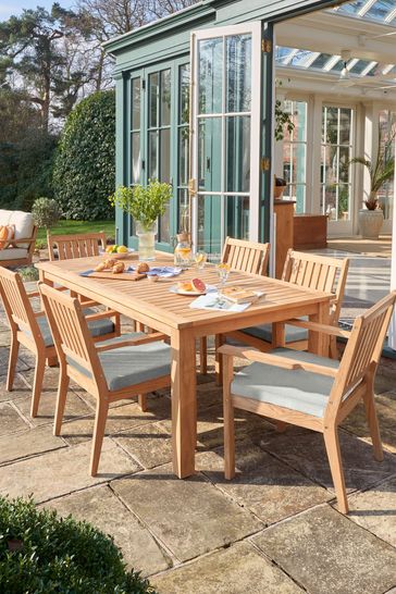 Laura Ashley Natural Garden Salcey Teak Dining Table and Chair Set