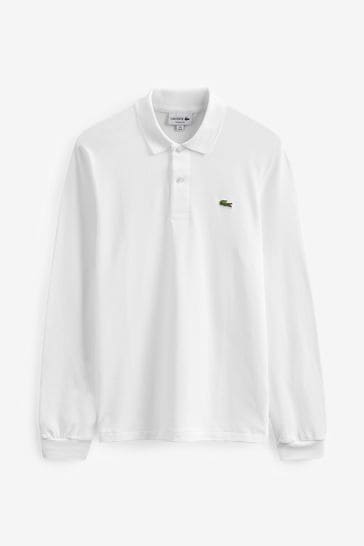 Lacoste essentials long sleeve shirt in white