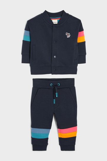 Paul Smith Baby Boys Navy 'Artist Stripe' Panelled Bomber Jacket and Jogger Set