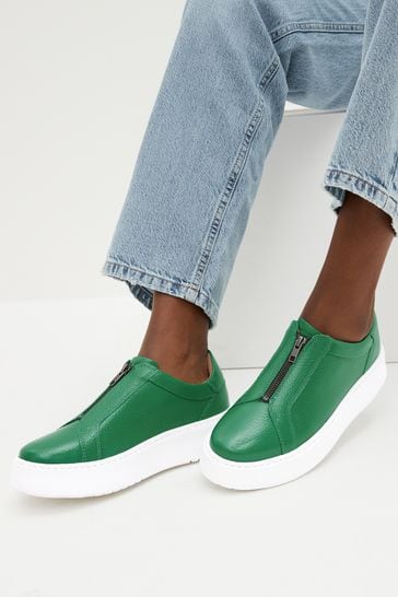 Green Signature Forever Comfort® Leather Chunky Zip Trainers