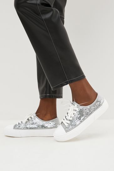 Chunky silver trainers shop