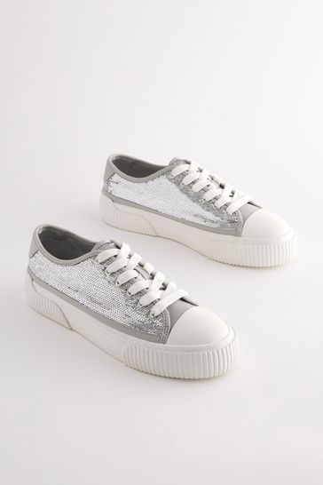 Silver platform shops sneakers