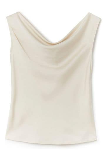 White satin sleeveless top hot sale