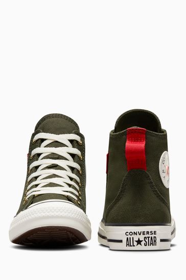Khaki green discount converse high tops