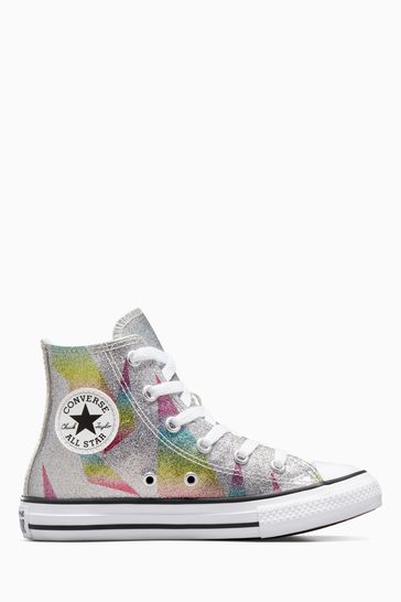 Converse silver top sparkle trainers