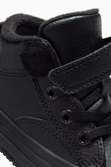 Black leather deals velcro converse
