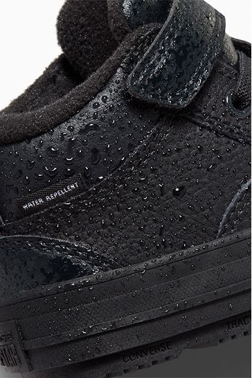 Black leather hotsell velcro converse