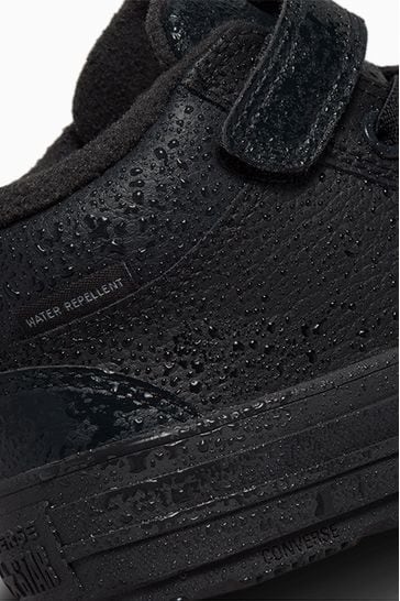 Black leather store converse velcro