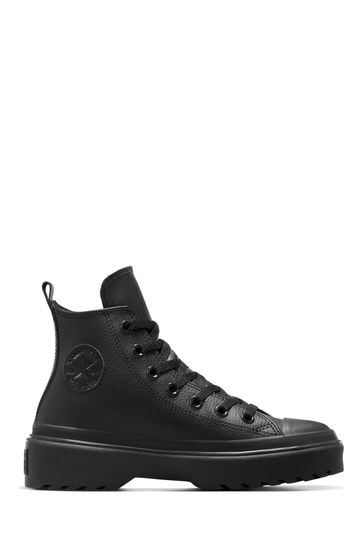 Converse Black Youth Leather Lugged Lift Trainers