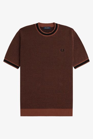 Buy Fred Perry Textured Knitted Brown T Shirt from Next Lithuania