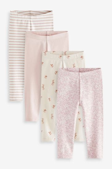 Pink/Cream 4 Pack Printed Leggings (3mths-7yrs)