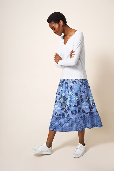 Blue and on sale white skirt