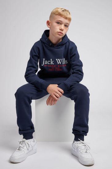 Buy Jack Wills Blue Script Hoodie from Next Luxembourg