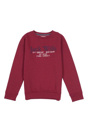 Buy Jack Wills Red Script Crew Neck Sweatshirt from Next Luxembourg