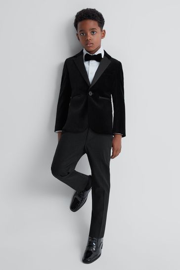 Reiss Black Knightsbridge Junior Tuxedo Satin Stripe Trousers