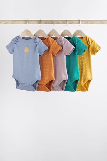 Multi Placement Baby Short Sleeve Bodysuits 5 Pack