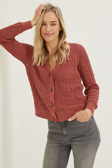 FatFace Brown Cable Lucy Cardigan