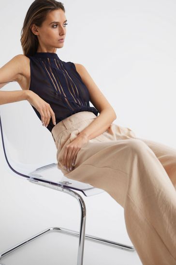 Reiss Nude Izzie Wide Leg Occasion Trousers