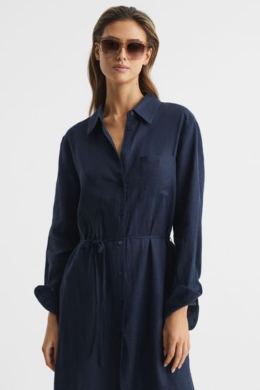 Navy slip best sale midi dress