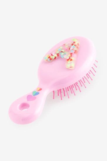 Bright Pink A Initial Hairbrush