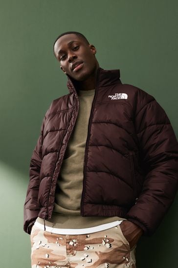 North face long puffer jacket brown