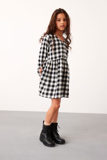 Buy Black White Check Relaxed Dress 3 16yrs from Next Luxembourg