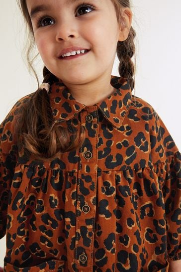 Buy Tan Animal Print Cotton Shirt Dress 3mths 8yrs from Next Luxembourg