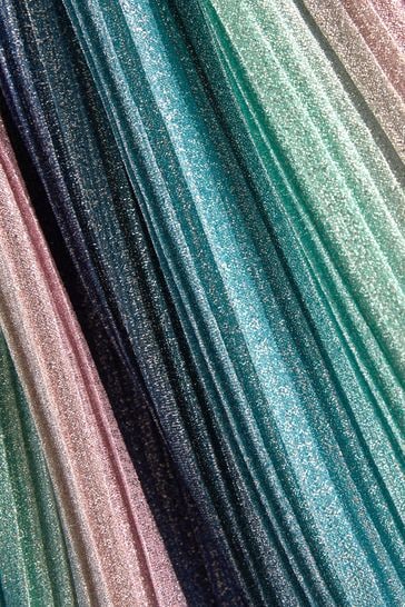 Pleated metallic rainbow skirt clearance