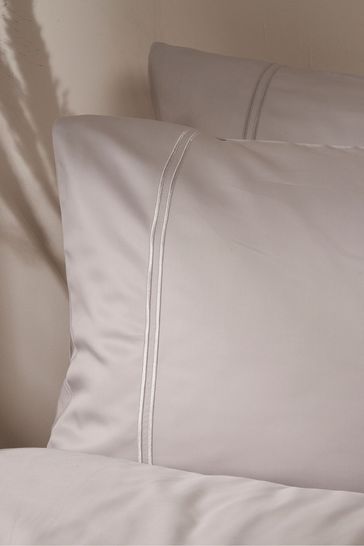Truly Set of 2 Grey Satin Stitch Bamboo Pillowcases