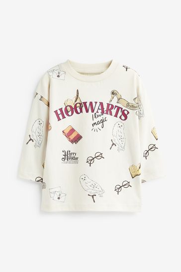 Hogwarts Ecru Cream Long Sleeve License T-Shirt (3mths-8yrs)