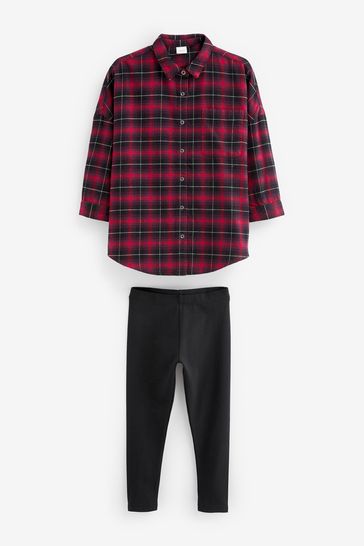 Red flannel leggings shop