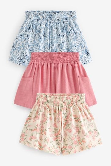 Pink/Ditsy Floral/Blue Floral Shorts 3 Pack (3-16yrs)