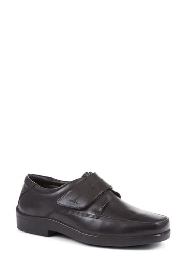 Pavers Gents Monk Velcro Black Smart Shoes