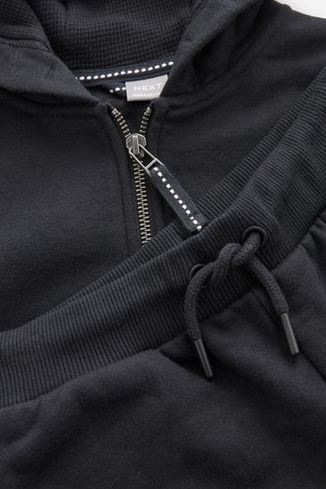Buy Black Zip Through Hoodie And Joggers School Sports Set 3