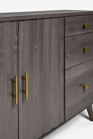 Dark Grey Ezra Oak Effect Space Saving Large Sideboard