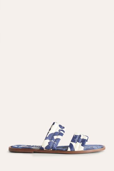 Buy Boden Blue Printed Satin Slide Sandals from Next Luxembourg