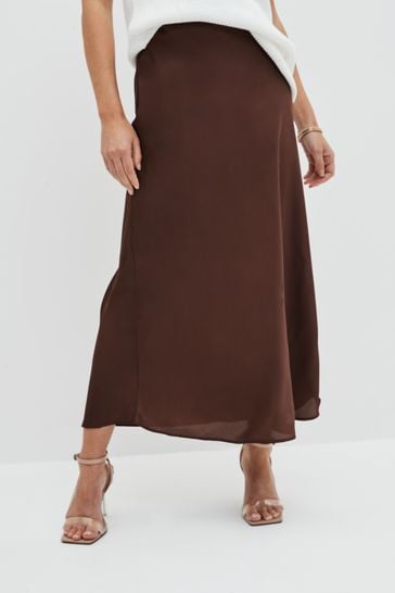 Mid length brown skirts clearance