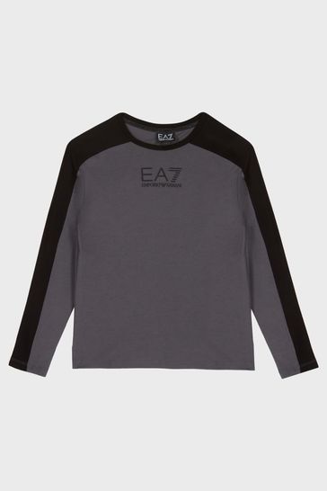 Emporio Armani EA7 Boys Grey Colourblock Long Sleeve Top