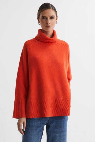 NWT Reiss Scarlett Colorblock Cable Knit Roll Neck Turtleneck