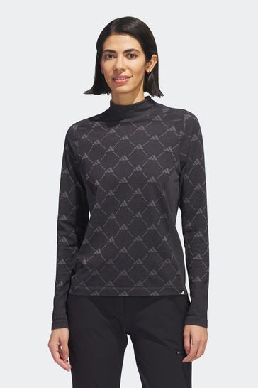 adidas Golf Ultimate 365 Tour Monogram Mock Neck Long-Sleeve Black Top