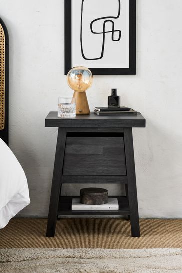 Black Oak Effect 1 Drawer Bedside Table